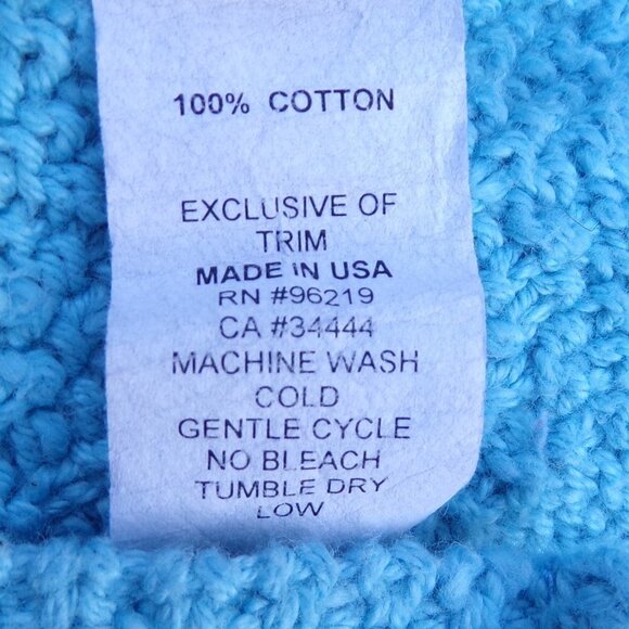 Willow Women's Cardigan Button Turquoise Blue Sweater. 100% Cotton, Made in USA - Picture 9 of 9